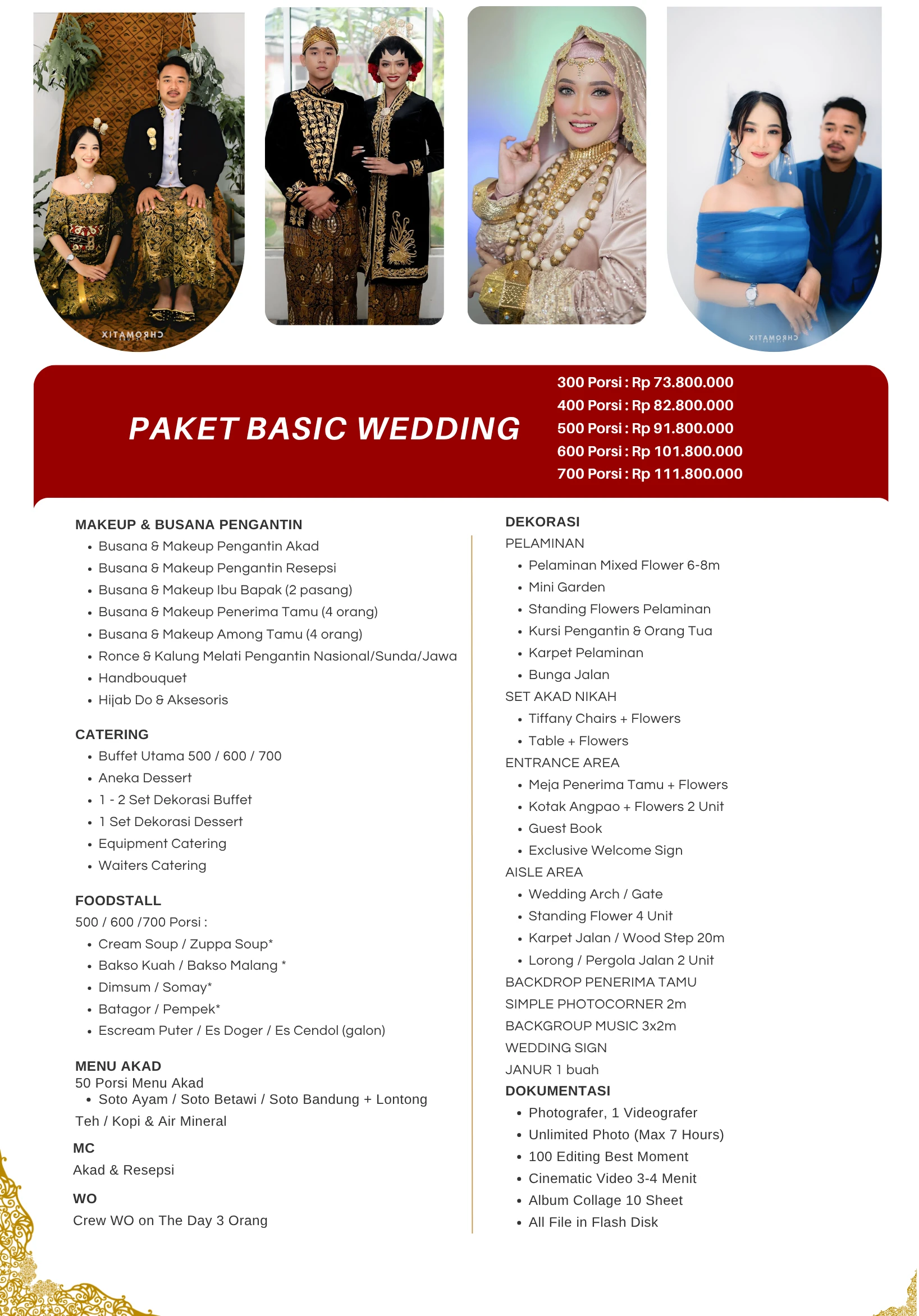 Pricelist Paket Basic Wedding Desktop